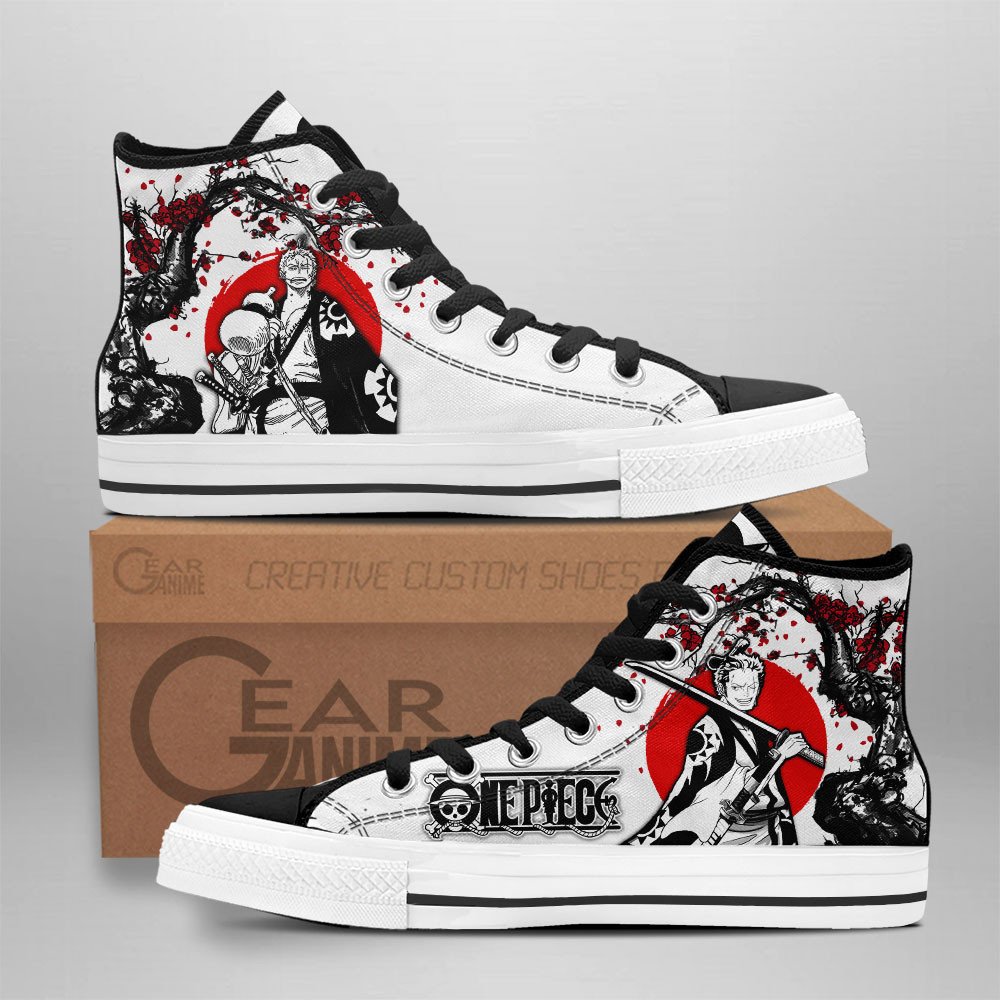 Zoro Wano Arc Custom Anime High-Top Canvas Shoes Japan