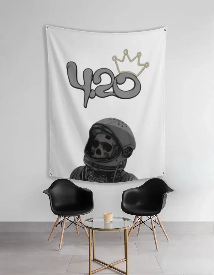 420 wall tapestry anime - Astronaut Skull