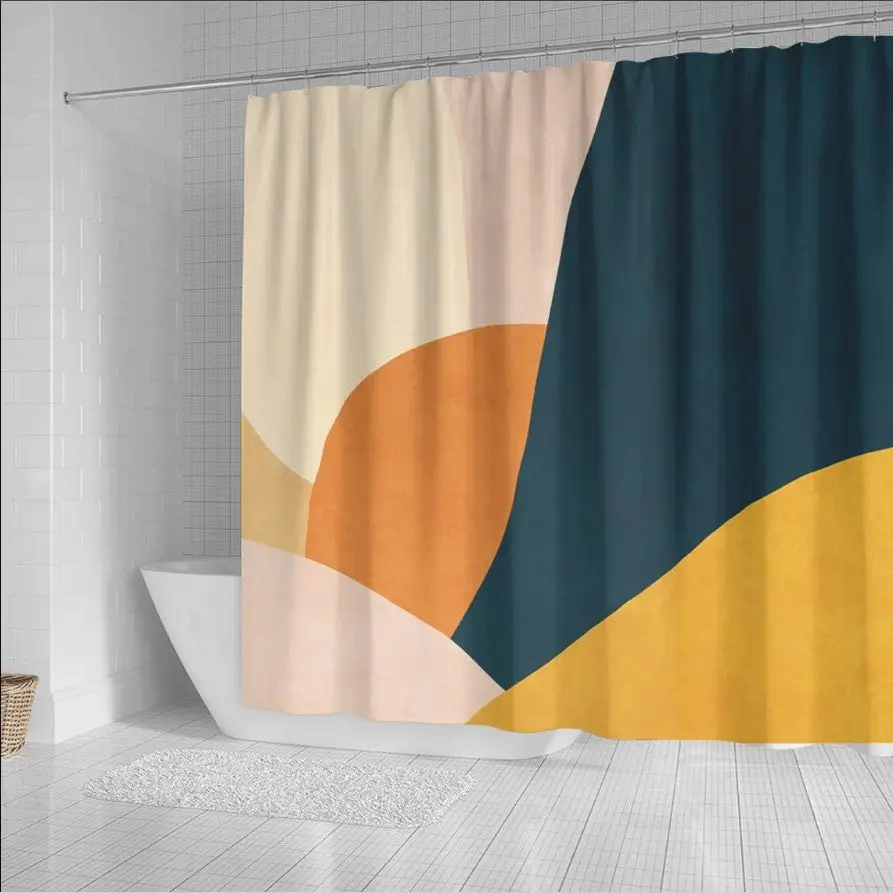 Abstract Vintage Sunset Canvas Colors Shower Curtain 