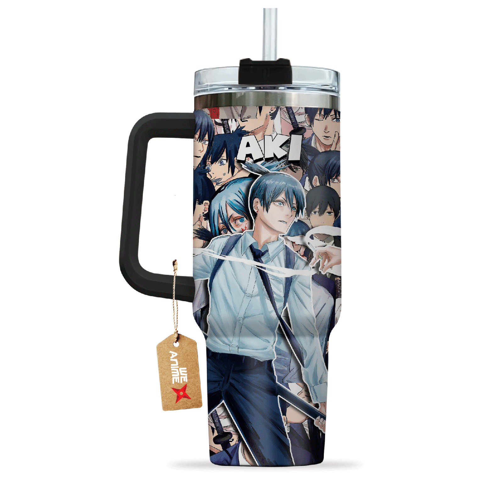 Aki Hayakawa Sawchain Man Anime Custom  Quencher   40oz Stainless Steel Tumbler With Handle HG