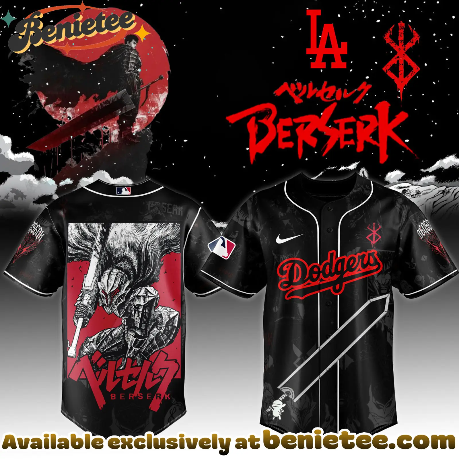 All Team MLB Los Angeles Dodgers x Berserk Limited Edition Baseball Jersey 9 2025 - Benietee Shop