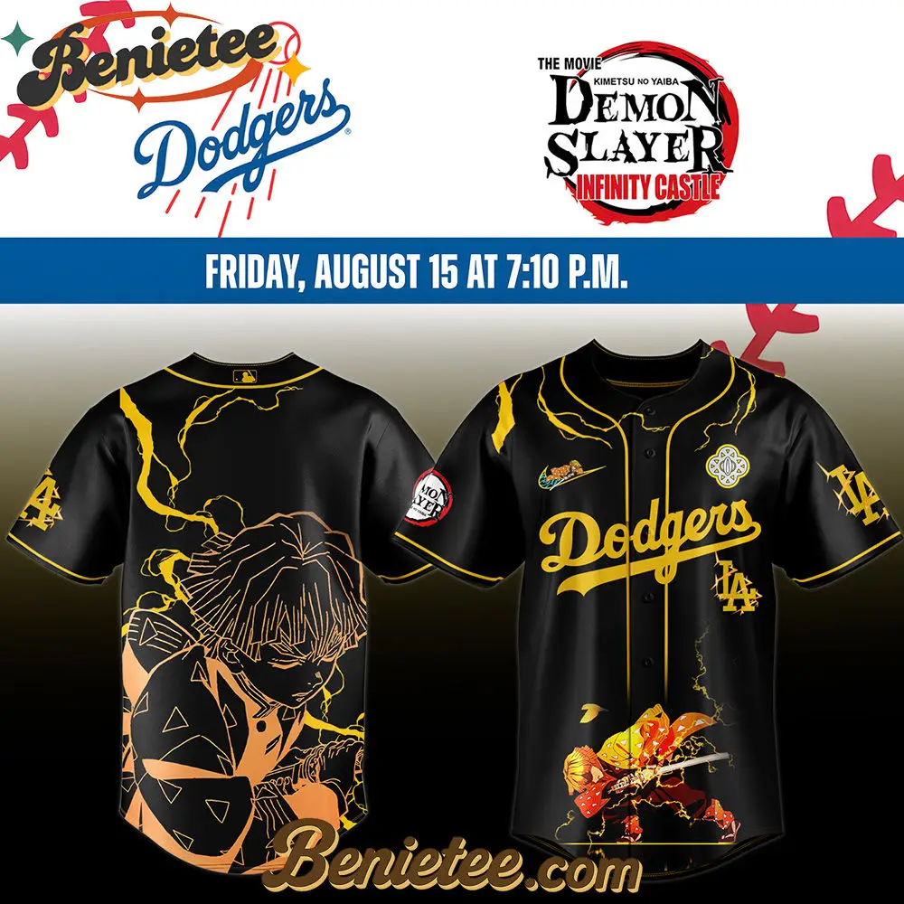 All Team MLB Los Angeles Dodgers x Demon Slayer Agatsuma Zenitsu Baseball Jersey 2025 v1, Custom Anime Trending, Gift For Anime Lovers - Benietee Shop