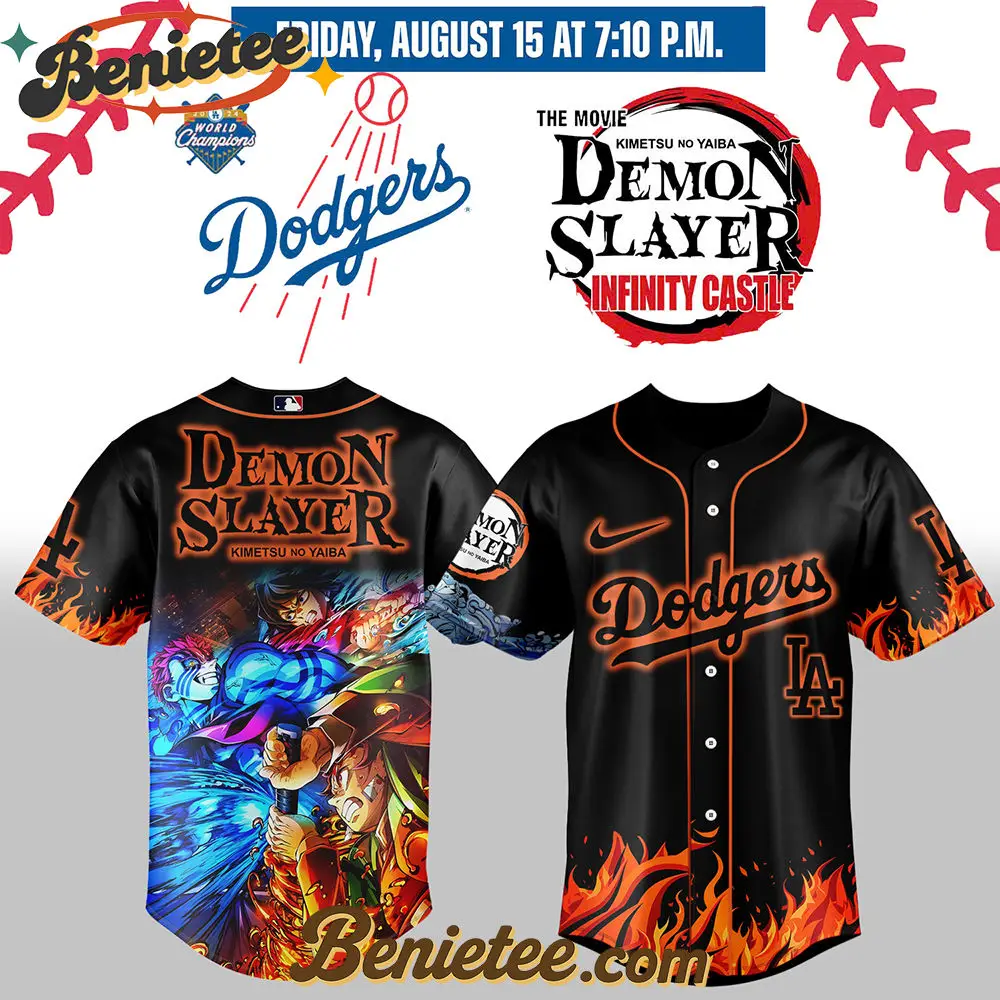 All Team MLB Los Angeles Dodgers x Demon Slayer Baseball Jersey 2025 v1, Custom Anime Trending, Gift For Anime Lovers - Benietee Shop