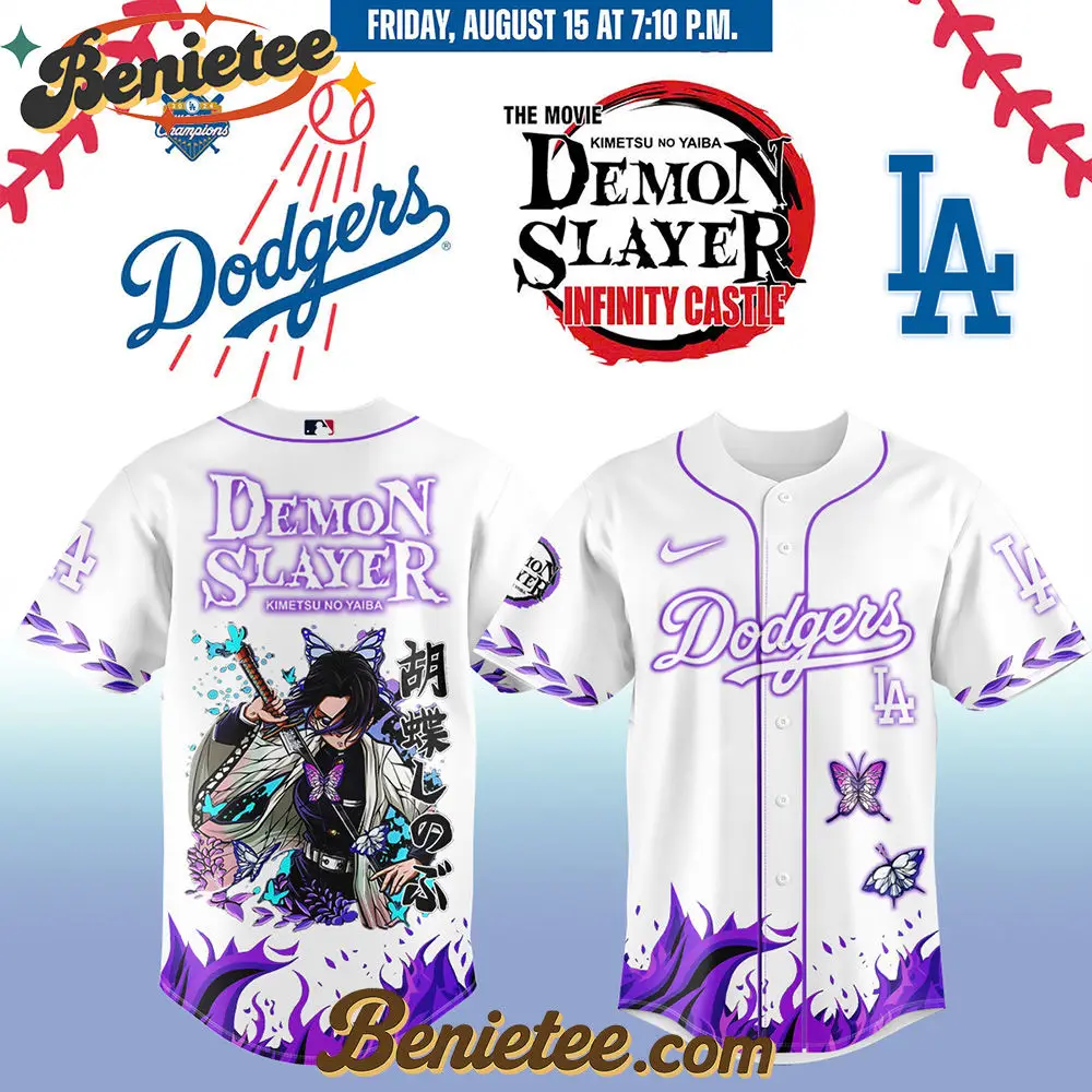 All Team MLB Los Angeles Dodgers x Demon Slayer Baseball Jersey 2025 v12, Custom Anime Trending, Gift For Anime Lovers - Benietee Shop