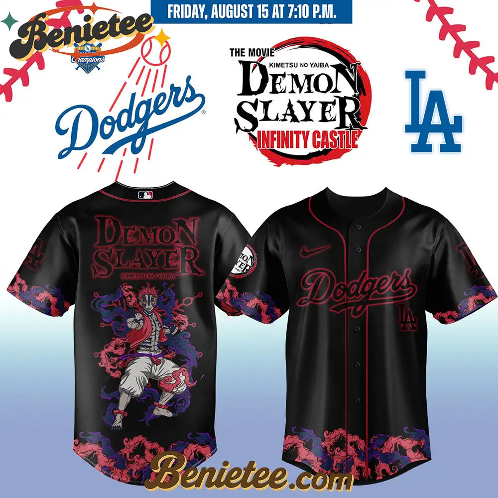 All Team MLB Los Angeles Dodgers x Demon Slayer Baseball Jersey 2025 v3, Custom Anime Trending, Gift For Anime Lovers - Benietee Shop