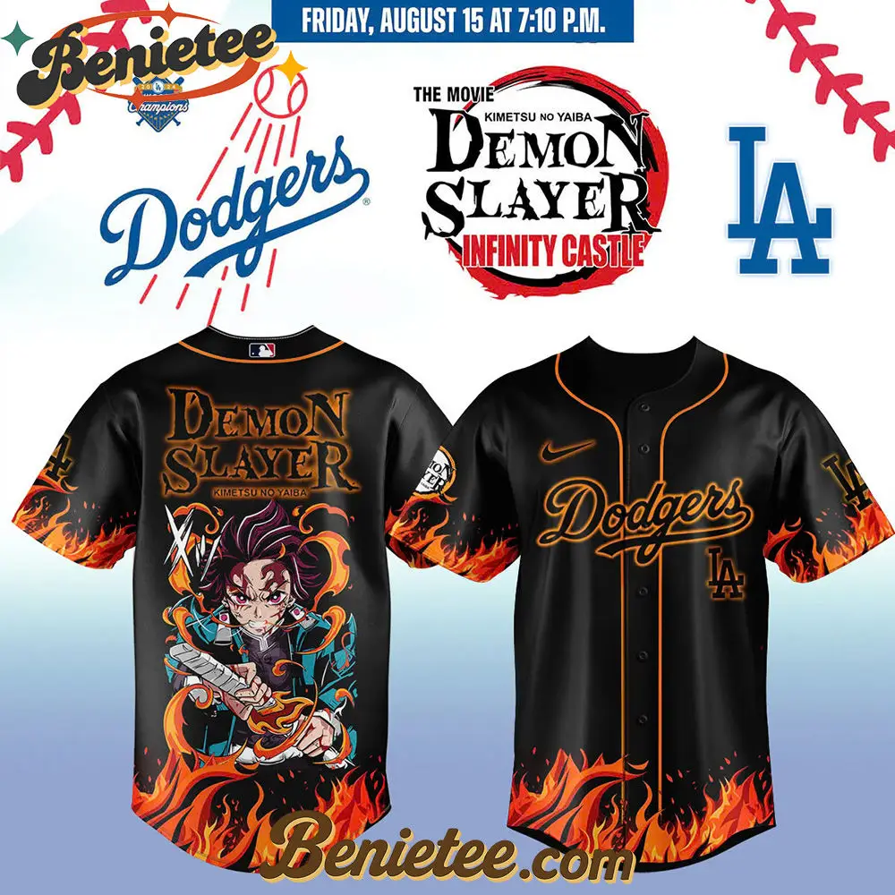 All Team MLB Los Angeles Dodgers x Demon Slayer Baseball Jersey 2025 v9, Custom Anime Trending, Gift For Anime Lovers - Benietee Shop