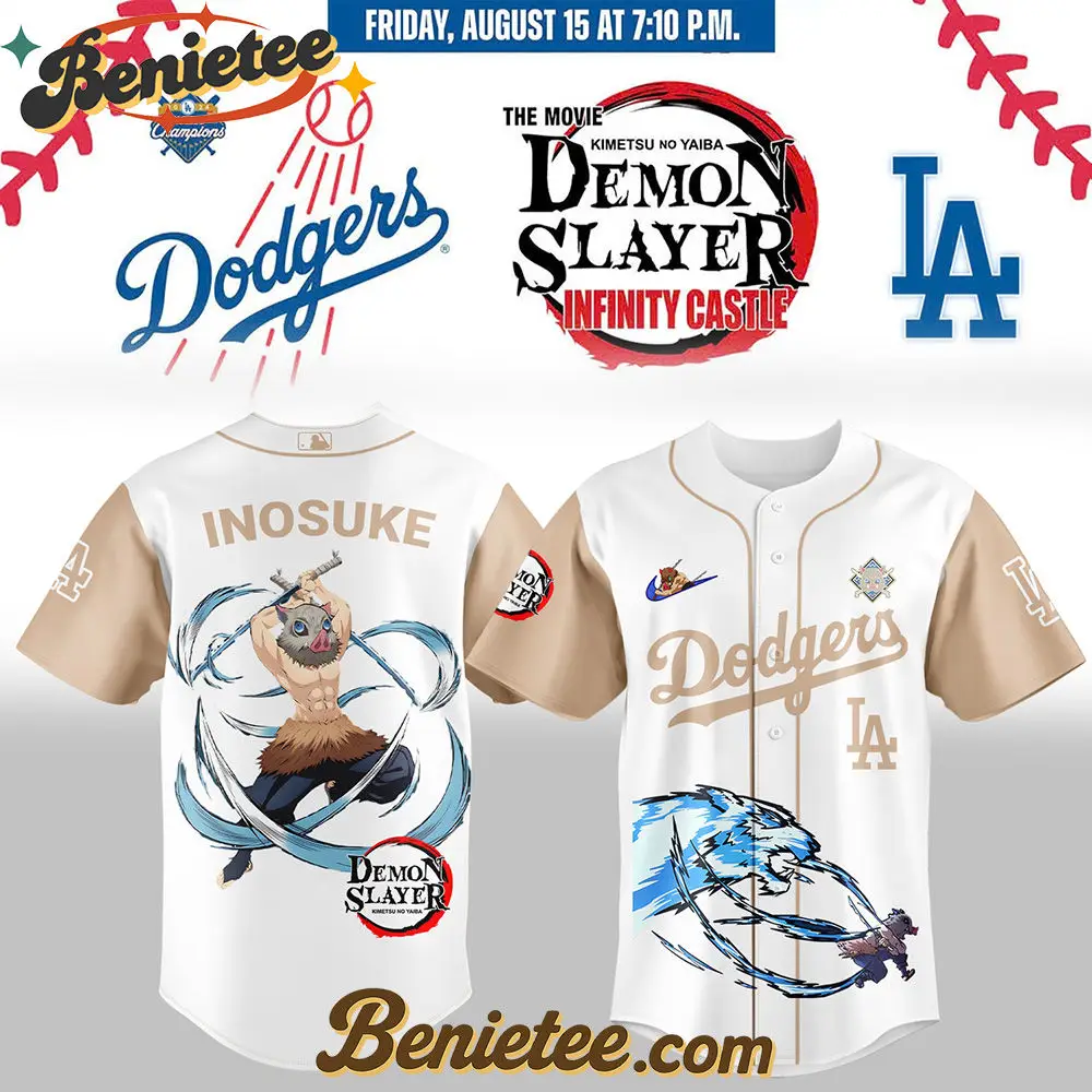 All Team MLB Los Angeles Dodgers x Demon Slayer Hashibira Inosuke Baseball Jersey 2025, Custom Anime Trending, Gift For Anime Lovers - Benietee Shop