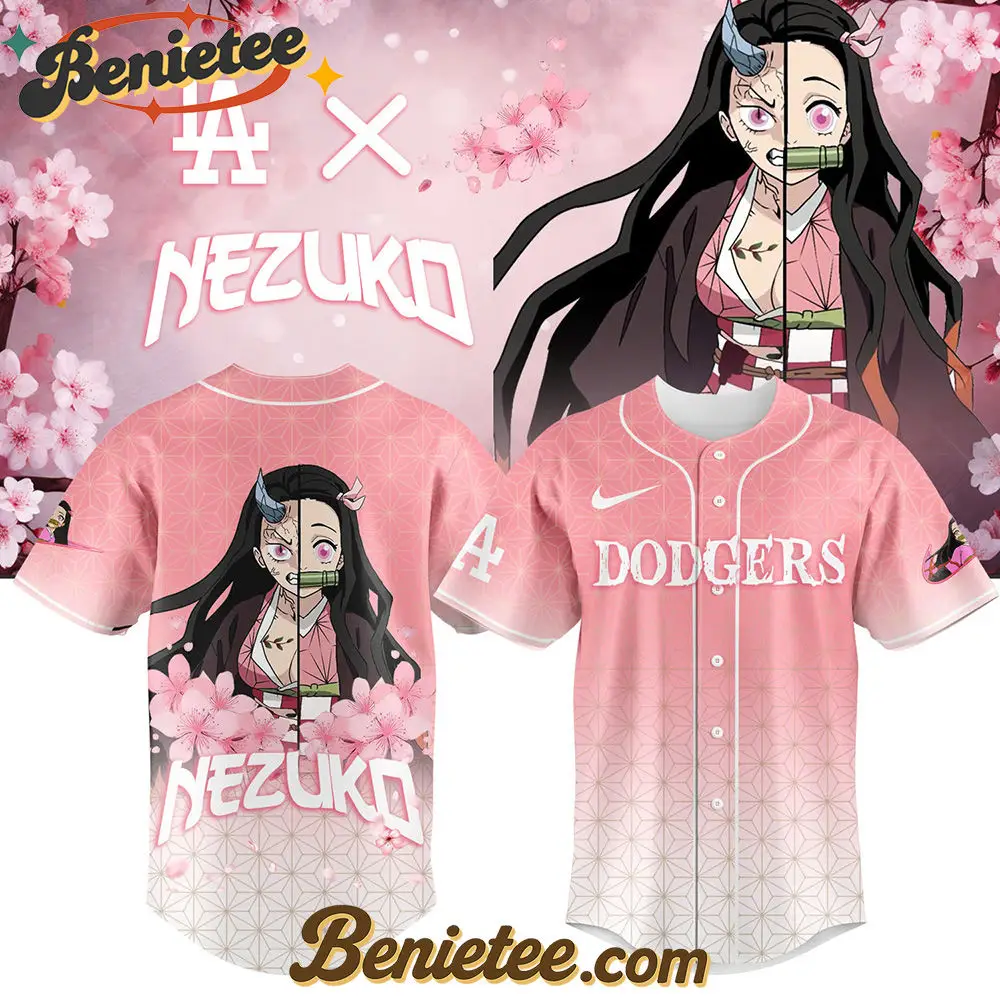 All Team MLB Los Angeles Dodgers x Demon slayer Kamado Nezuko Baseball Jersey v2, Custom Anime Trending, Gift For Anime Lovers - Benietee Shop