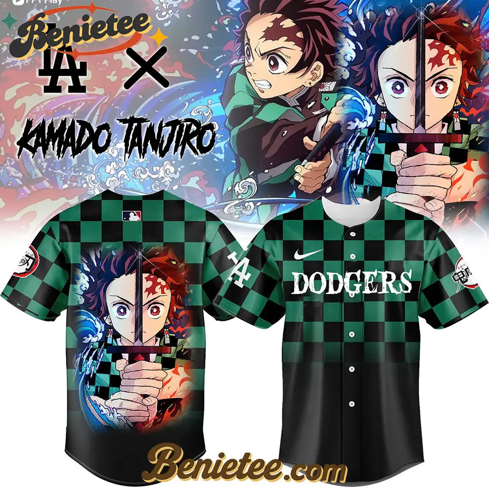 All Team MLB Los Angeles Dodgers x Demon slayer Kamado Tanjiro Baseball Jersey, Custom Anime Trending, Gift For Anime Lovers - Benietee Shop