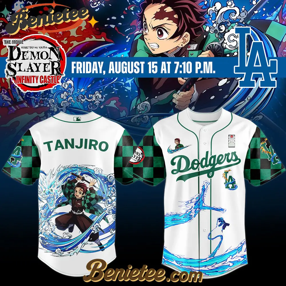 All Team MLB Los Angeles Dodgers x Demon Slayer Tanjiro Baseball Jersey 2025 v2, Custom Anime Trending, Gift For Anime Lovers - Benietee Shop