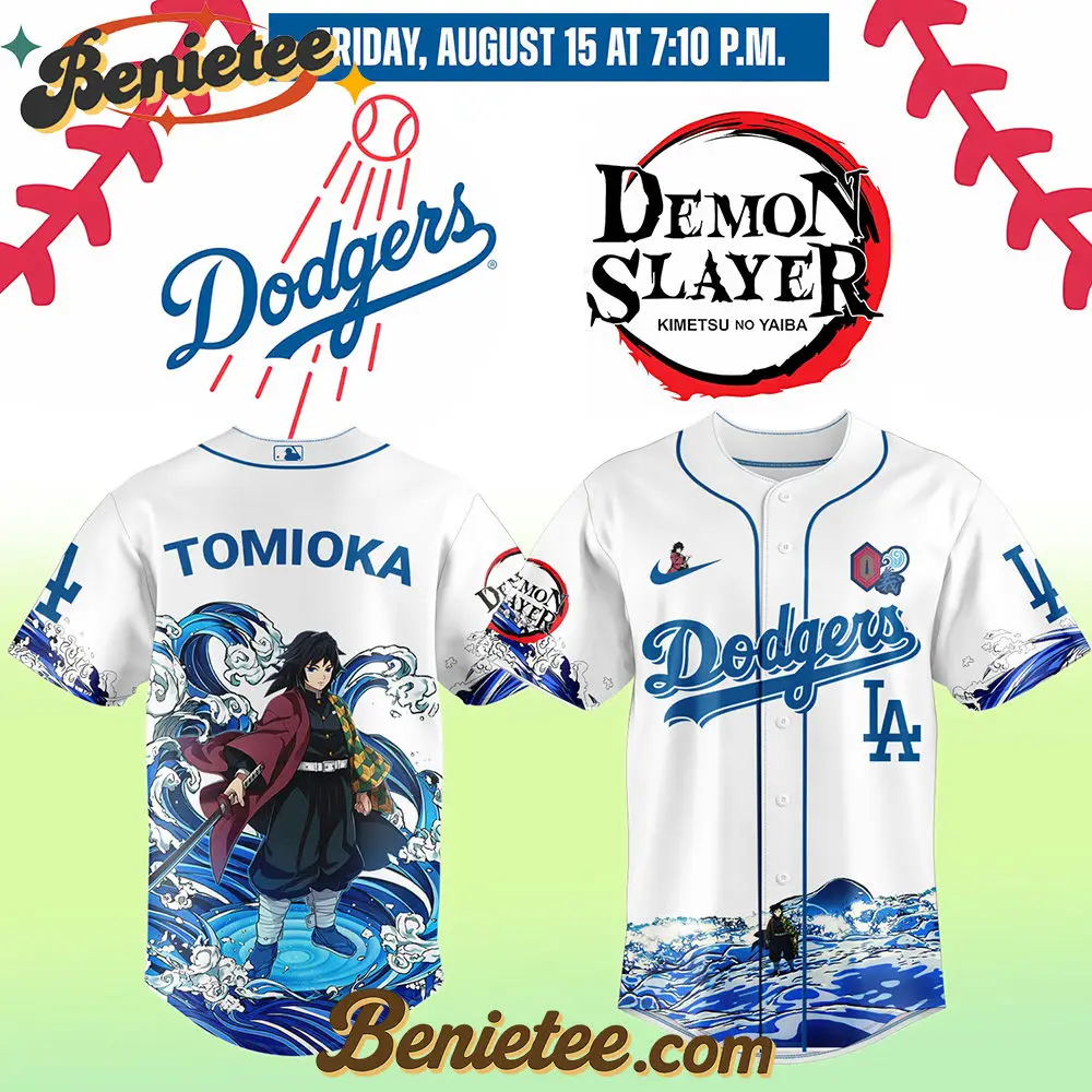 All Team MLB Los Angeles Dodgers x Demon Slayer Tomioka Giyu Baseball Jersey 2025, Custom Anime Trending, Gift For Anime Lovers - Benietee Shop