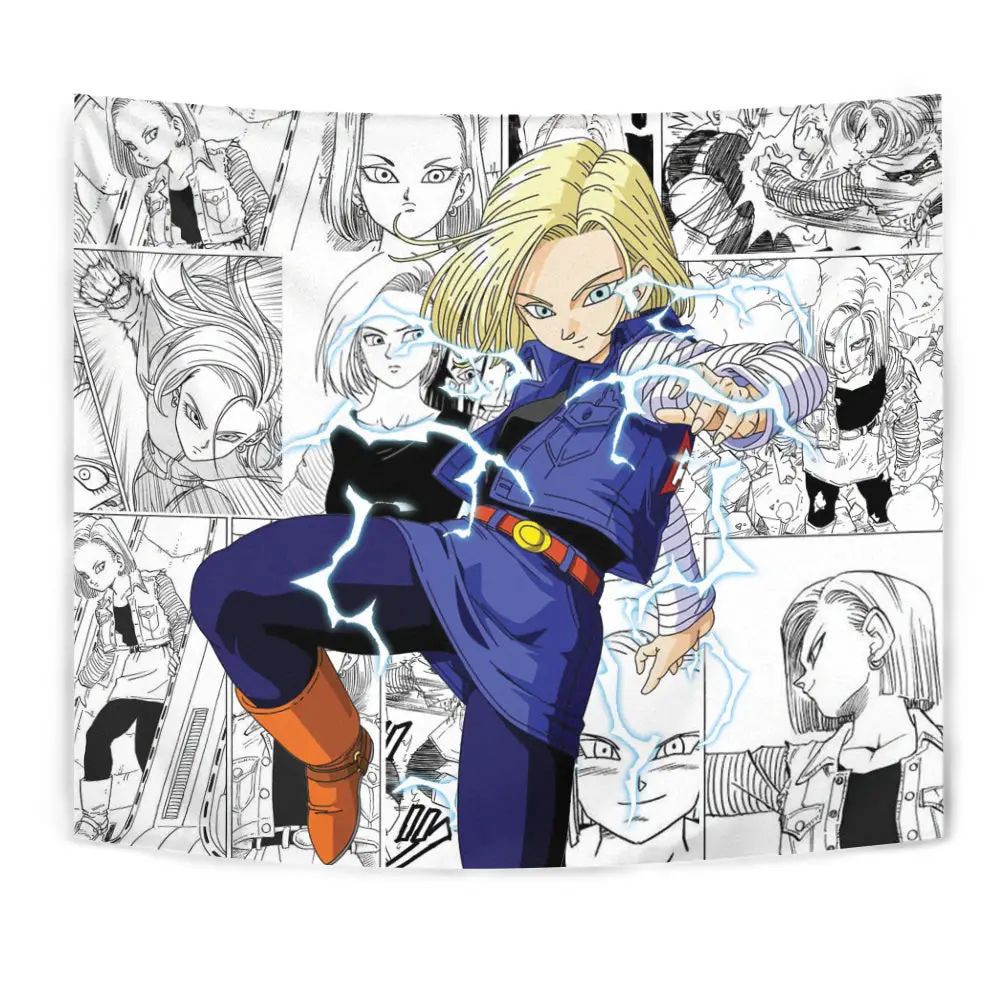 Android 18 Tapestry Custom Anime Manga Wall Decor