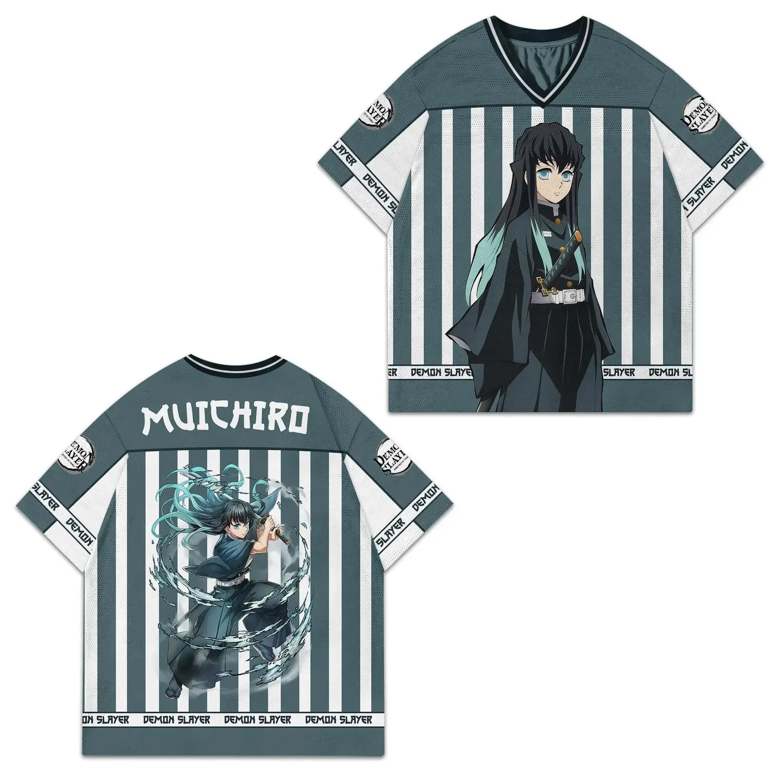 Anime Muichiro Print Football Jersey, Unisex Shirt Gift For Him, Anime Lover, Demon Slayer Crewneck - Benietee Shop