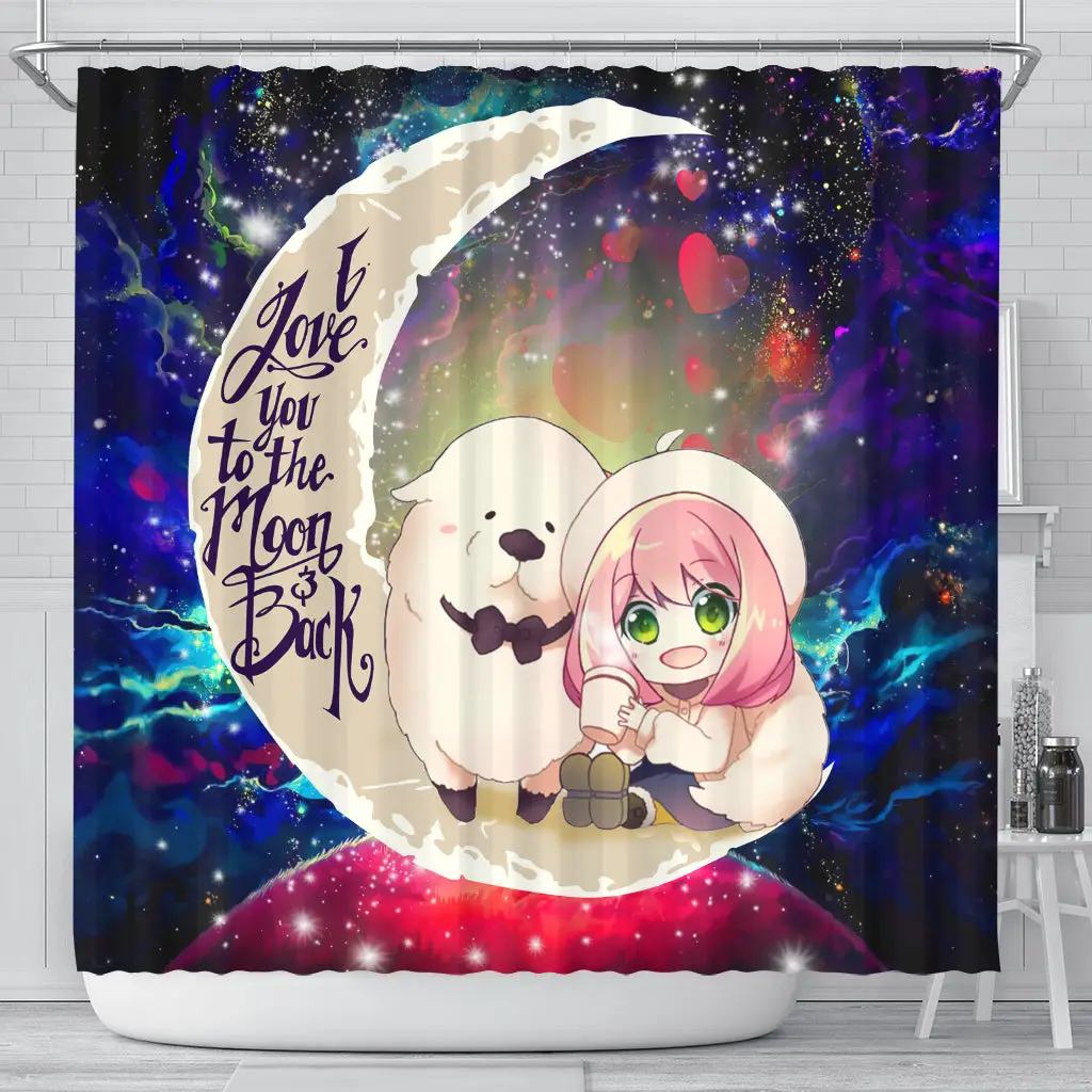Anya Spy X Family Dog Love You To The Moon Galaxy Shower Curtain