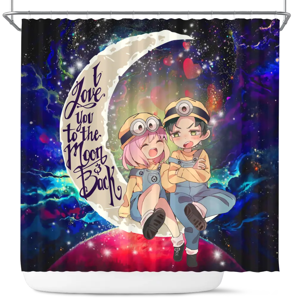 Anya x Damian Anime Couple Love You To The Moon Galaxy Shower Curtain