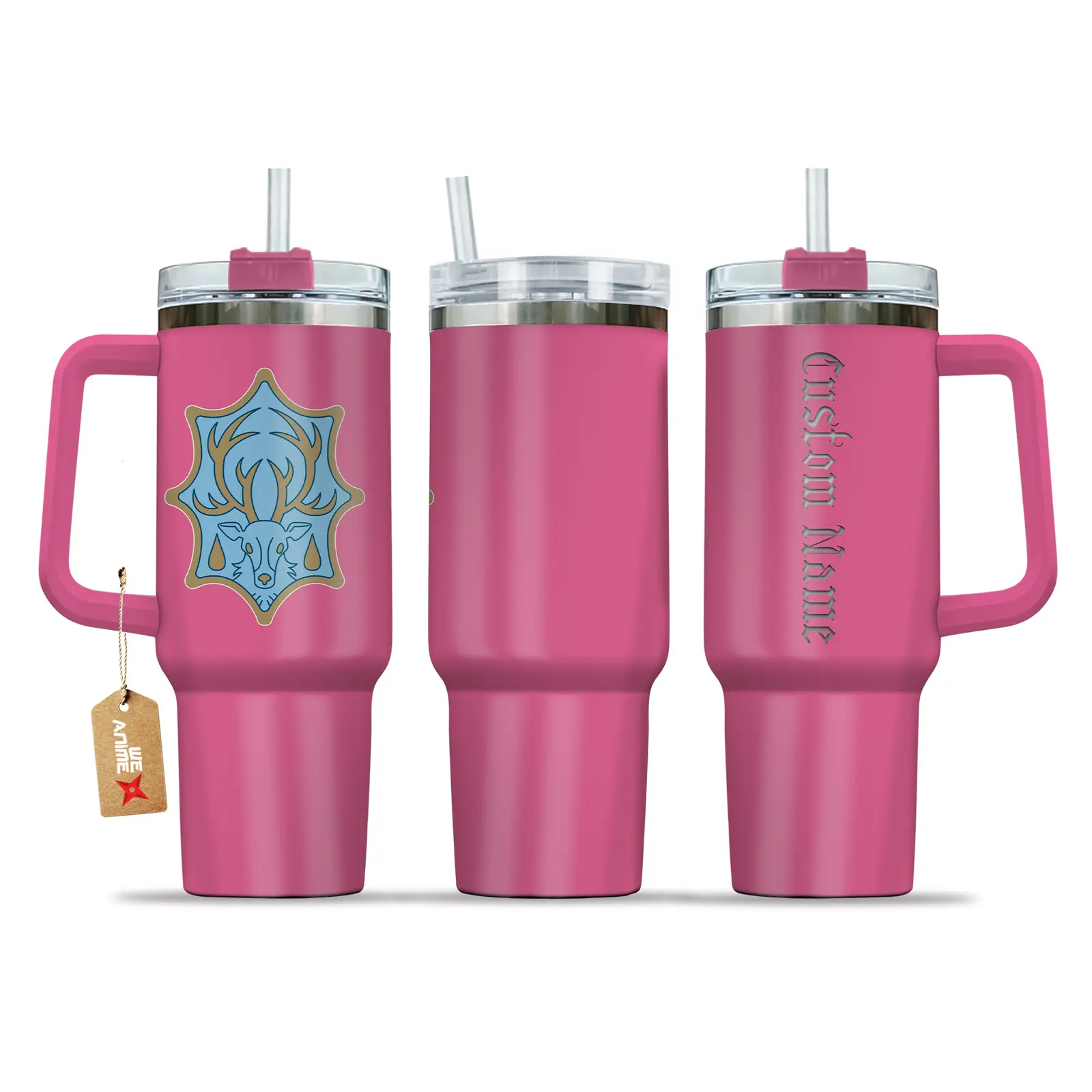 Aqua Deer Black Cloer Anime Custom  Quencher  Stainless Steel  40oz Engraved Tumbler With Handle HG