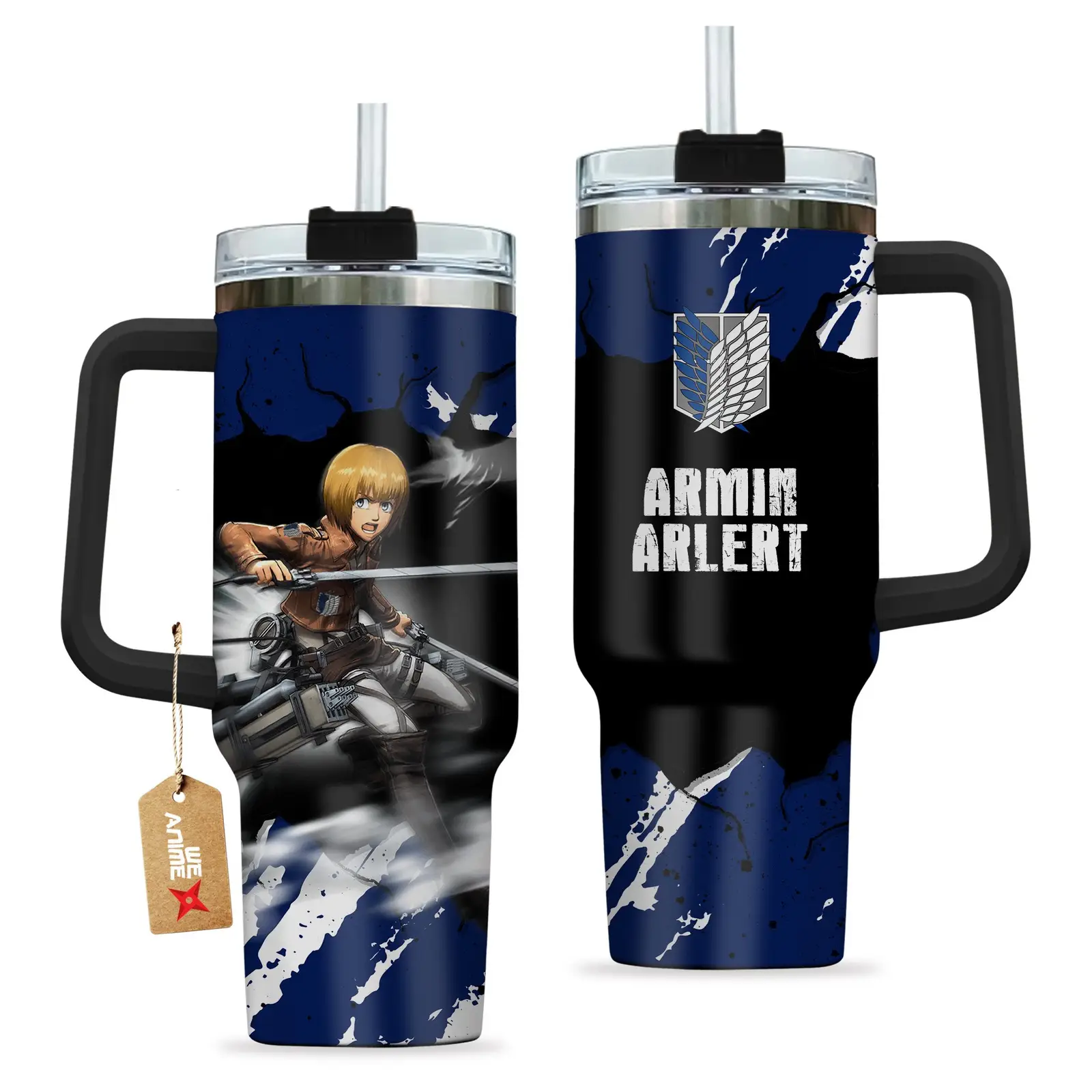 Armin Arlert Attack on Titan Anime Custom  Quencher   40oz Stainless Steel Tumbler With Handle HG