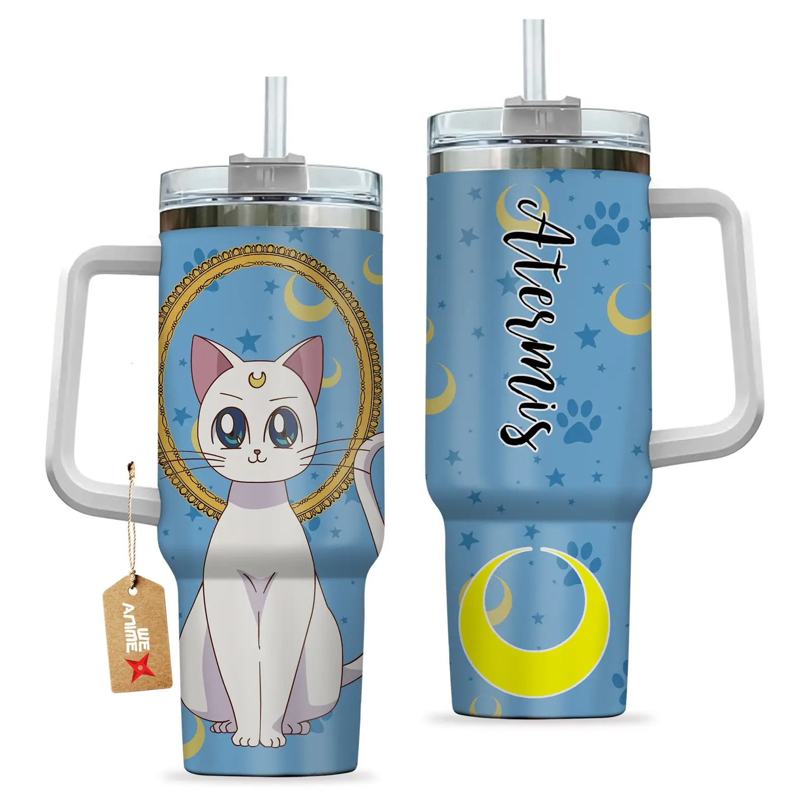 Artemis Sailor Moon Anime Custom  Quencher   40oz Stainless Steel Tumbler With Handle HG