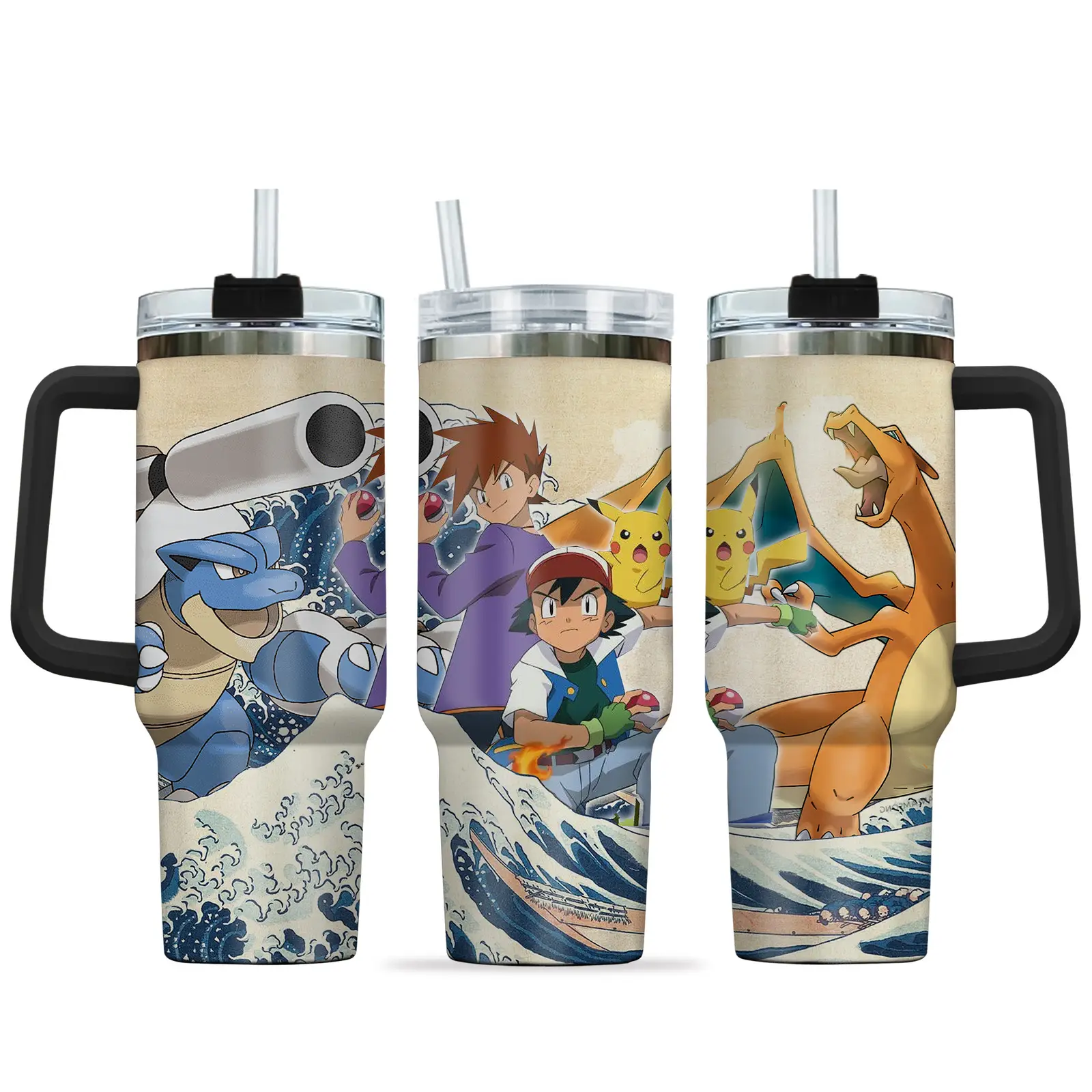 Ash - Gary 40oz Travel Tumbler With Handle Rivalries Kanagawa Collection