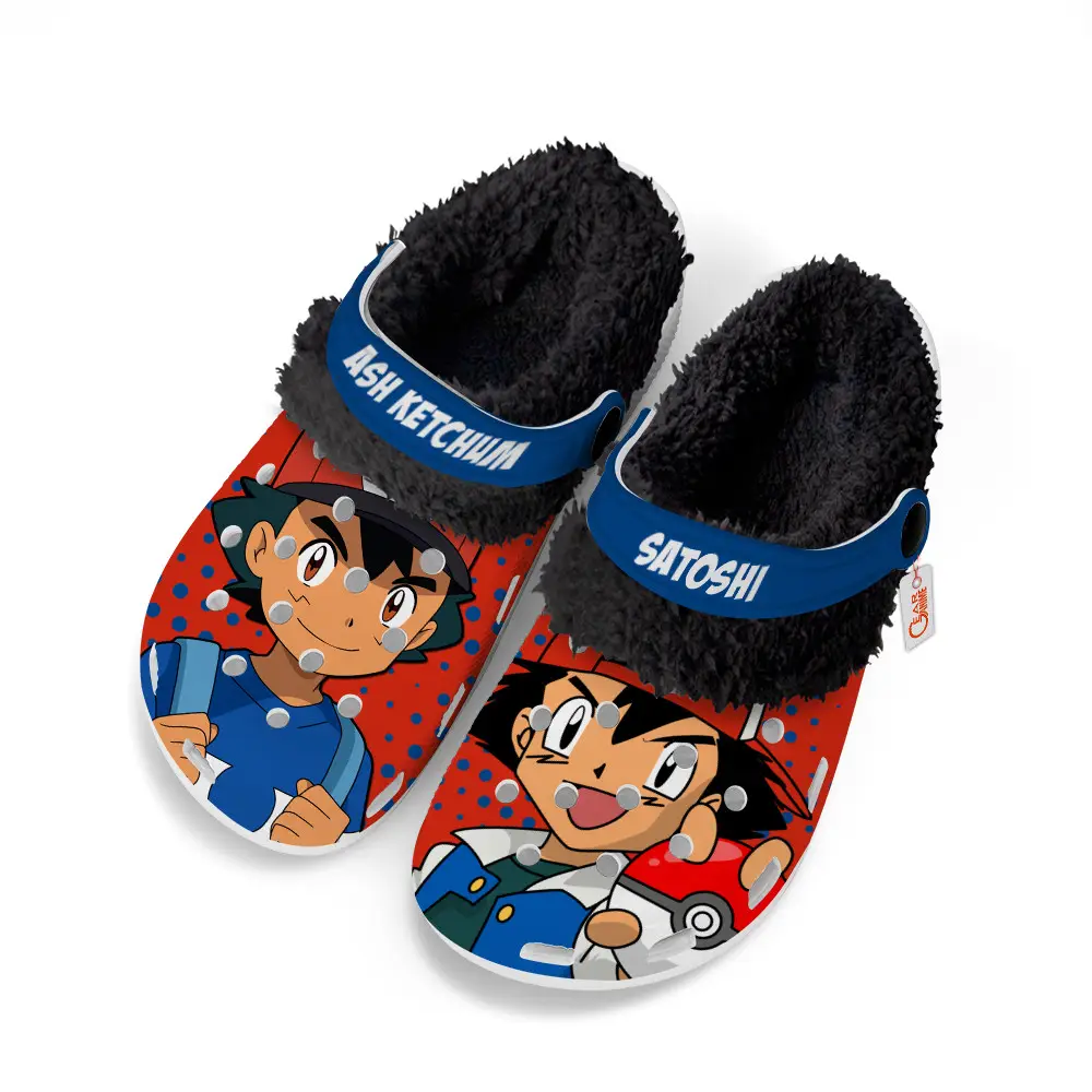 Ash Ketchum Satoshi Edition Fleece-Lined Clogs Personalized Name