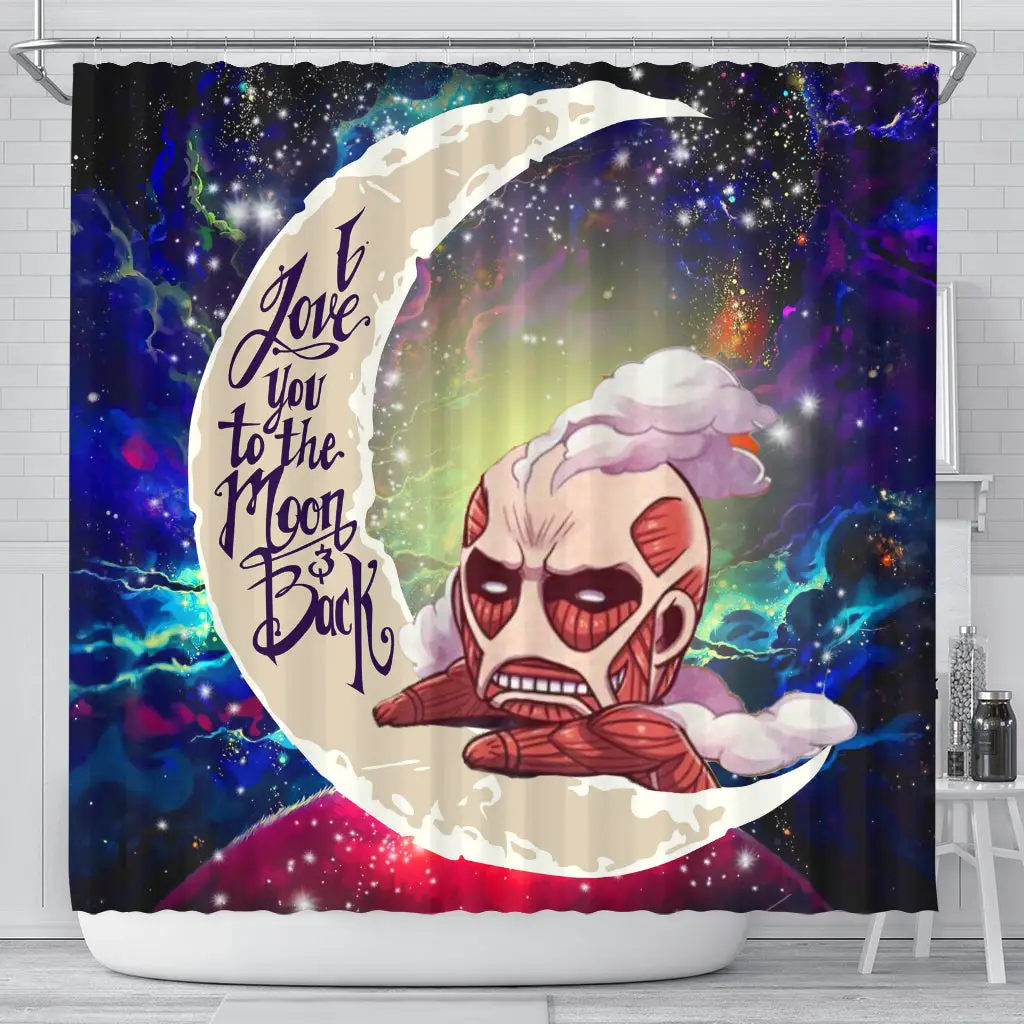 Attack On Titan Love You To The Moon Galaxy Shower Curtain