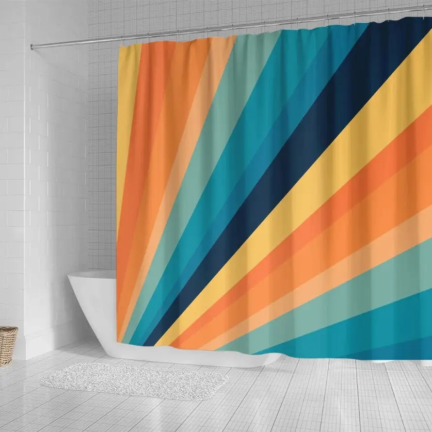 Awesome Vintage Geometric Retro Colors Shower Curtain 