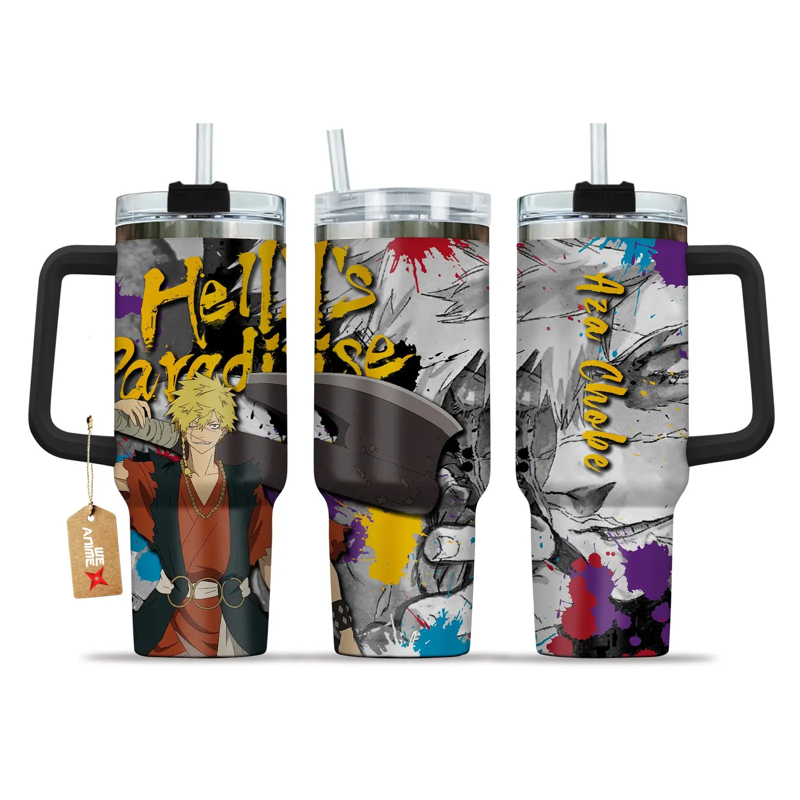Aza Chobe HellParadise: Jigokuraku Anime?Custom  Quencher   40oz Stainless Steel Tumbler With Handle HG