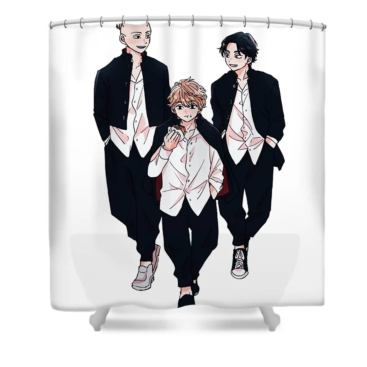 Baji - Chifuyu - Kazutora and draken Shower Curtain | Anime Shower Curtains