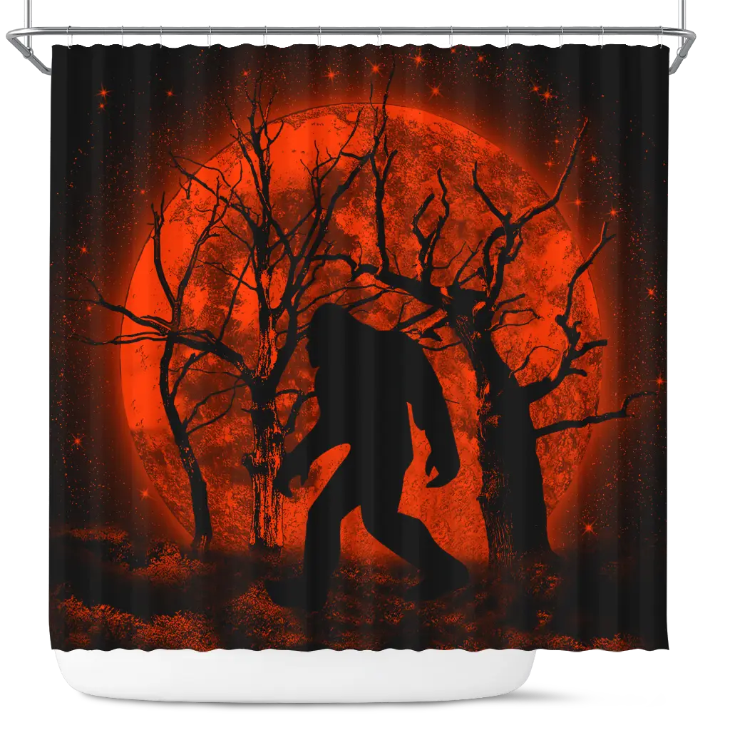 Bigfoot Silhouette Moonlight Shower Curtain