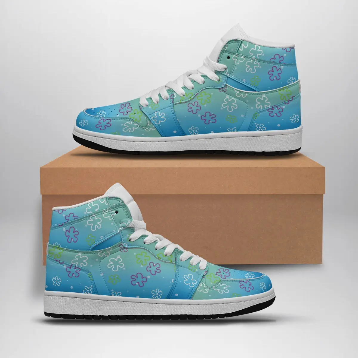 Bikini Bottom Pattern Spongebob Squarepants Air Jordan 1 Shoes