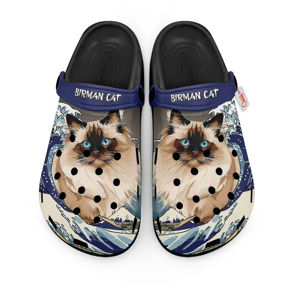 Birman Cat Kanagawa Wave Japan Premium EVA Clogs Custom Name