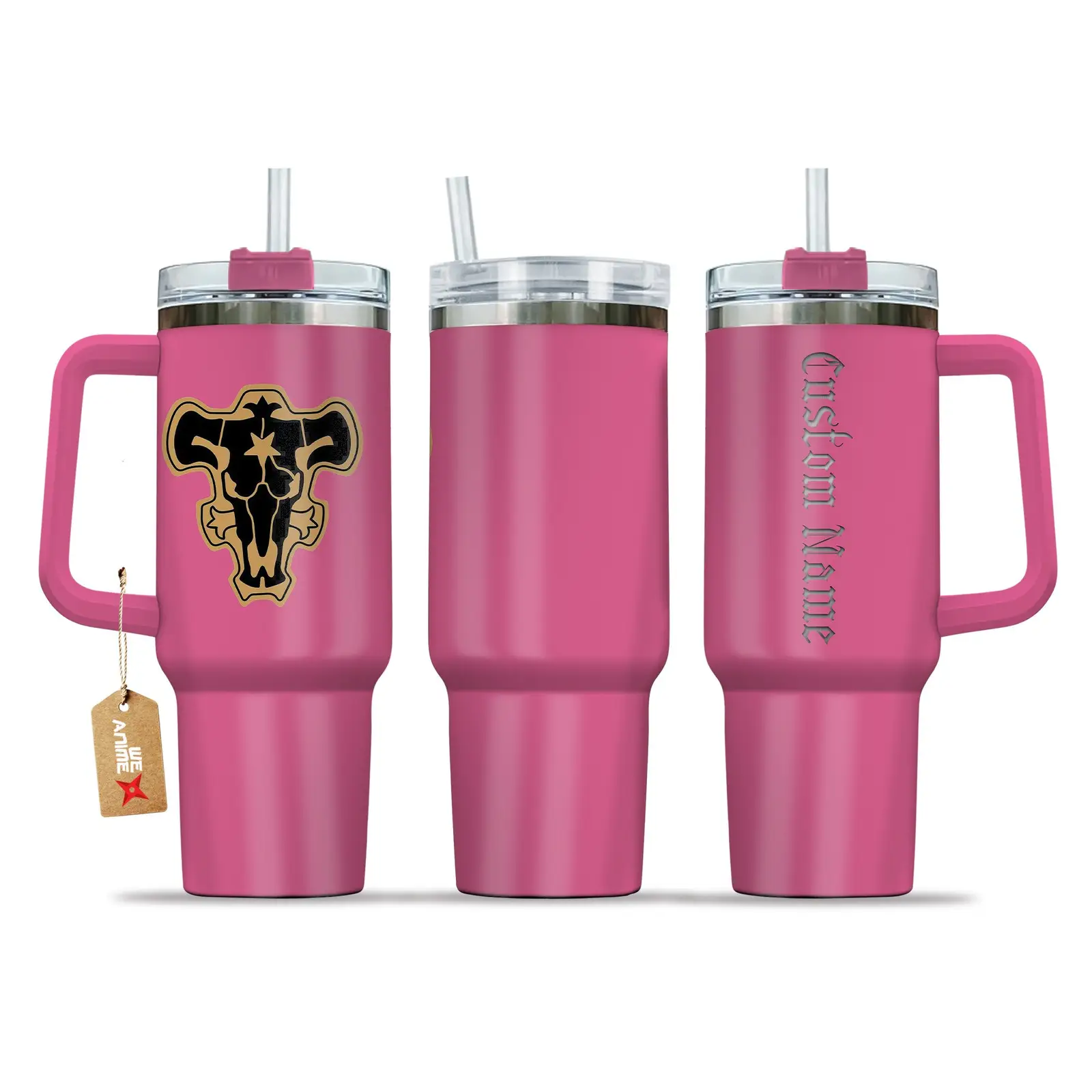 Black Bull Black Cloer Anime Custom  Quencher  Stainless Steel  40oz Engraved Tumbler With Handle HG