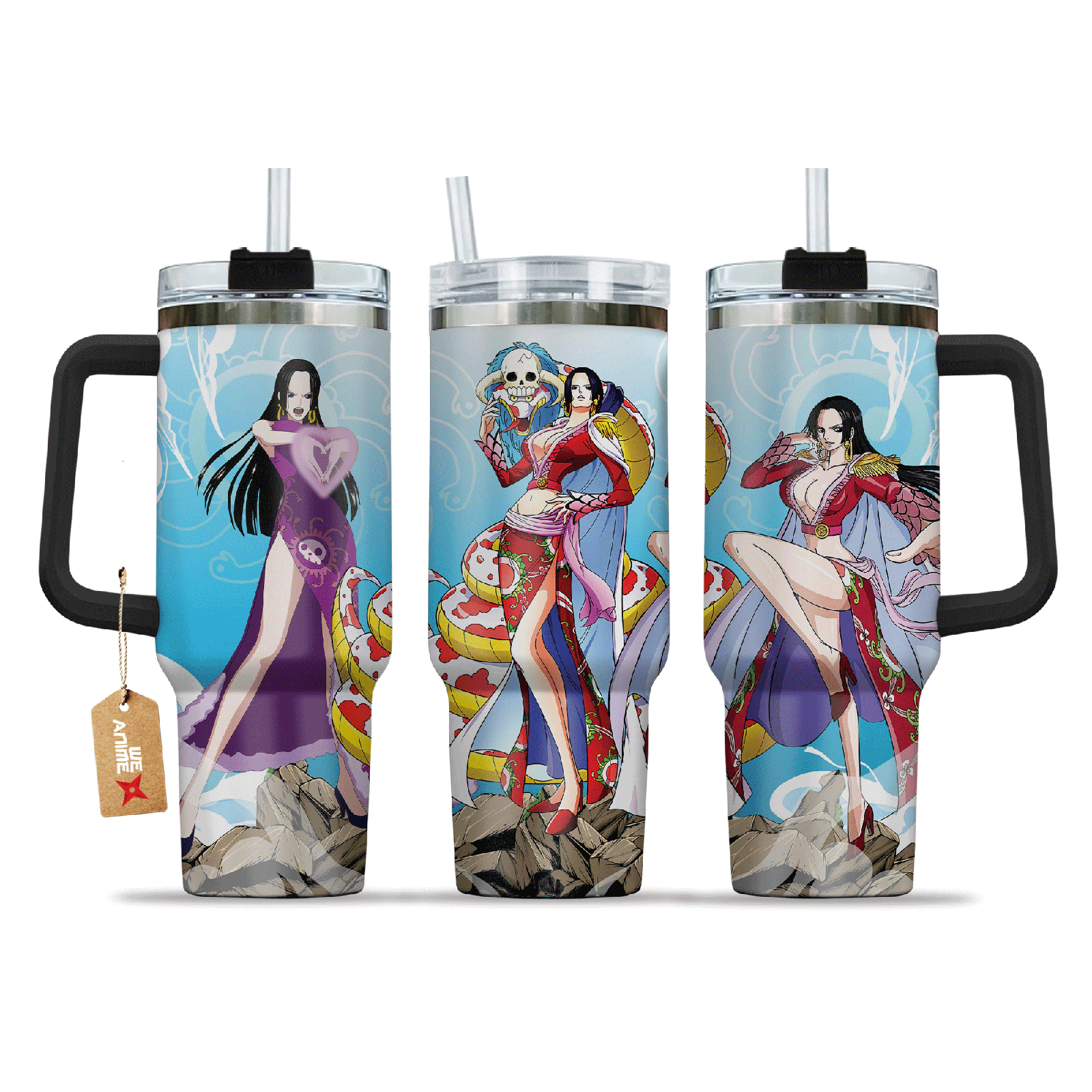 Boa Hancock One Piece Anime Custom  40oz Quencher Stainless Steel Tumbler With Handle, Best Gift Idea NVA, Best Gift Idea NVA