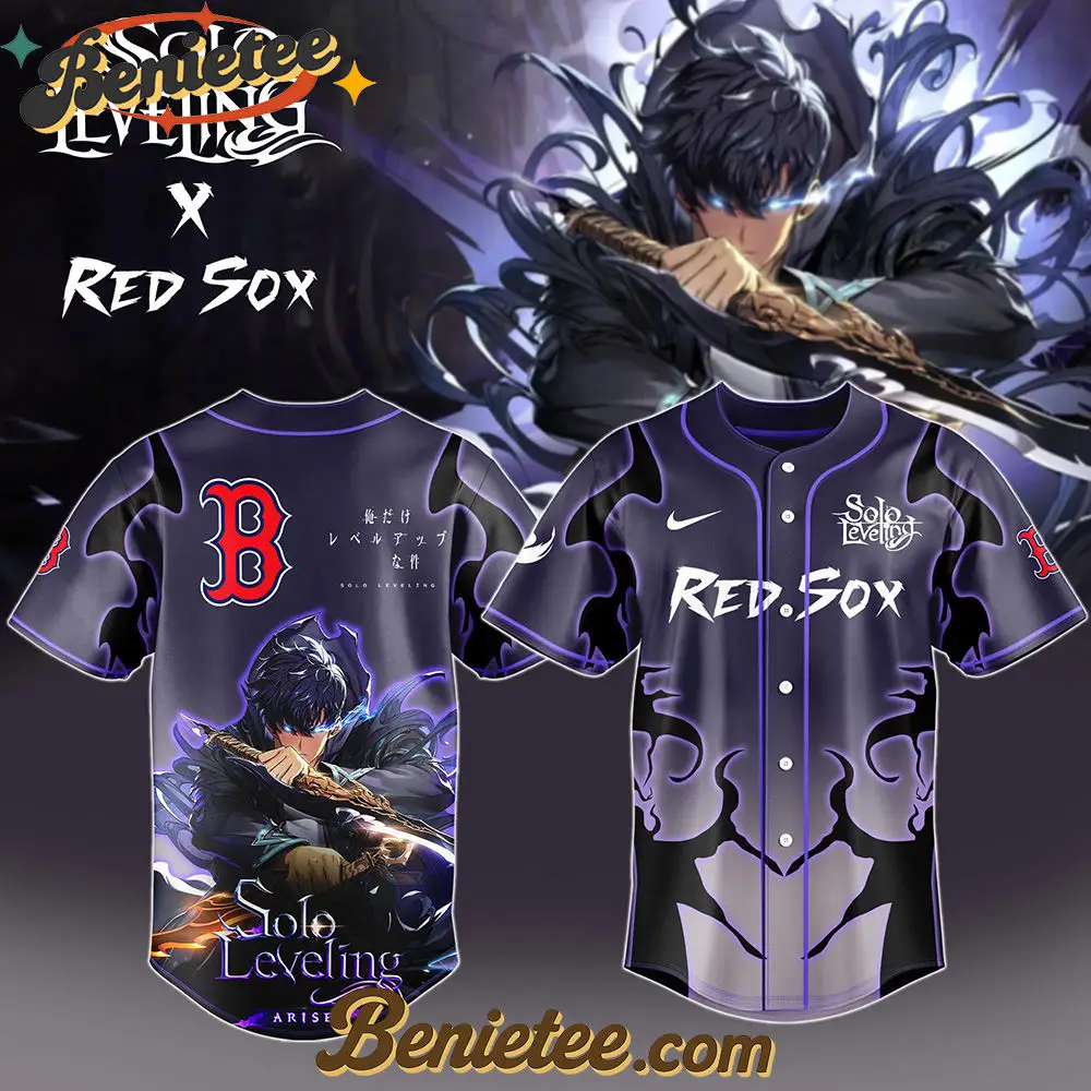 Boston Red Sox x Solo Leveling Exclusive Baseball Jersey, Custom Anime Trending, Gift For Anime Lovers - Benietee Shop