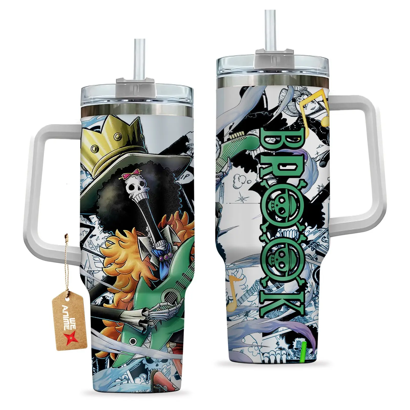 Brook One Piece Anime  Custom Quencher  40oz Stainless Steel Tumbler With Handle HG