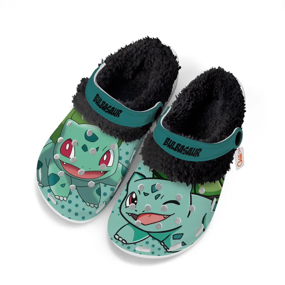 Bulbasaur Fleece-Lined Clogs Custom Name