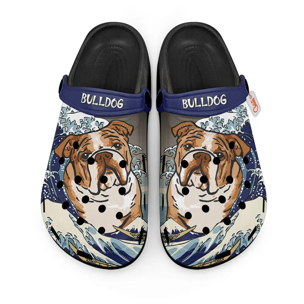 Bulldog Kanagawa Wave Japan Premium EVA Clogs Custom Name