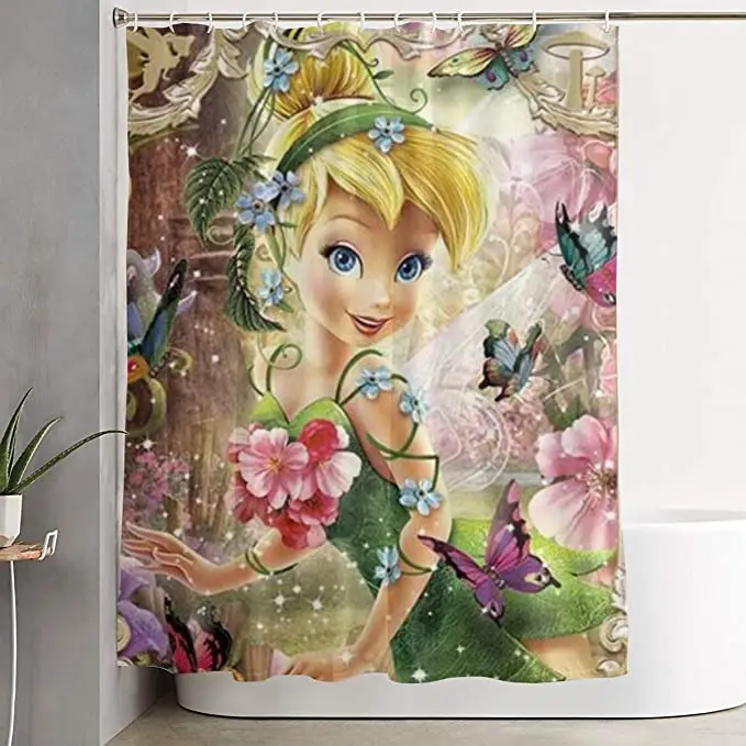 Cartoon Sassy Fairy Flowers Shower Curtain