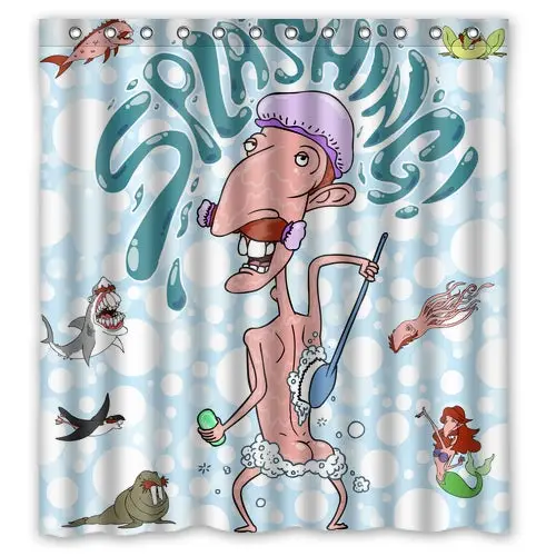 Cartoon Splashing Nigel Archibald Thornberry Shower Curtain Set - 4 Pcs