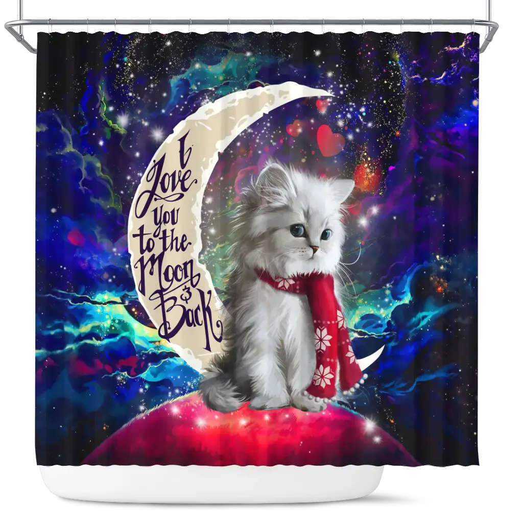 Cat Love You To The Moon Galaxy Shower Curtain
