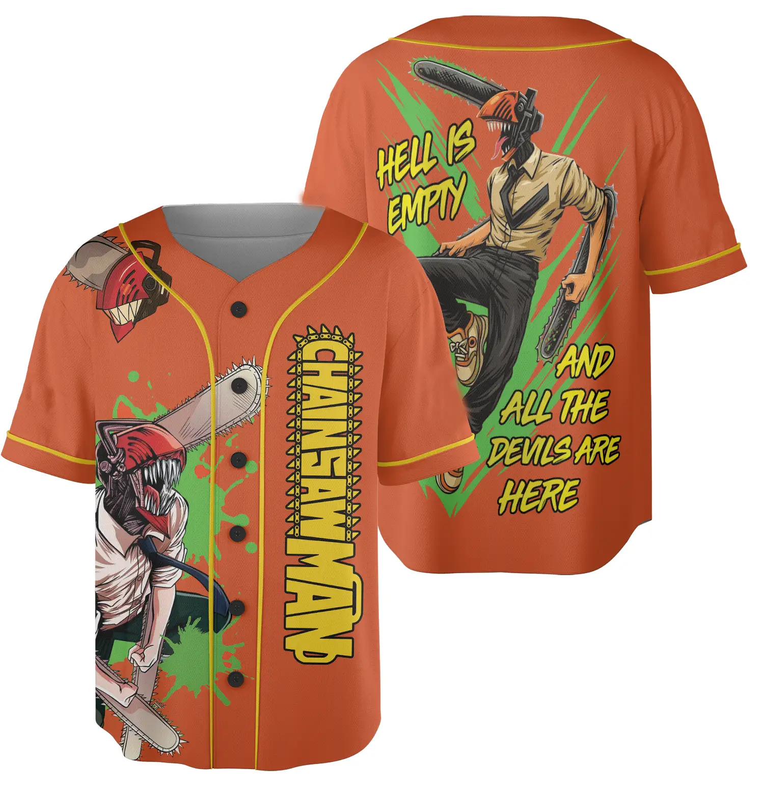 Chainsaw Man Baseball Jersey, Anime Jersey, Cool Anime - Benietee Shop