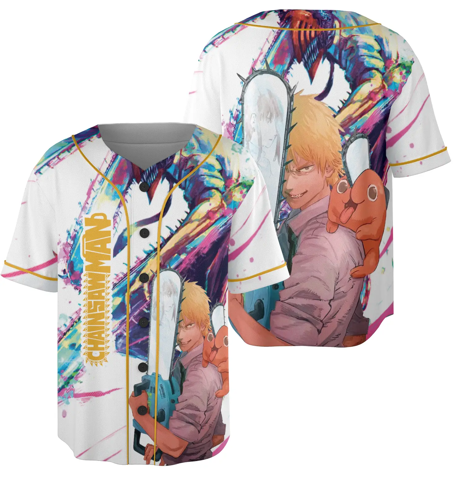 Chainsaw Man Baseball Jersey, Anime Jersey, Cool Anime - Benietee Shop