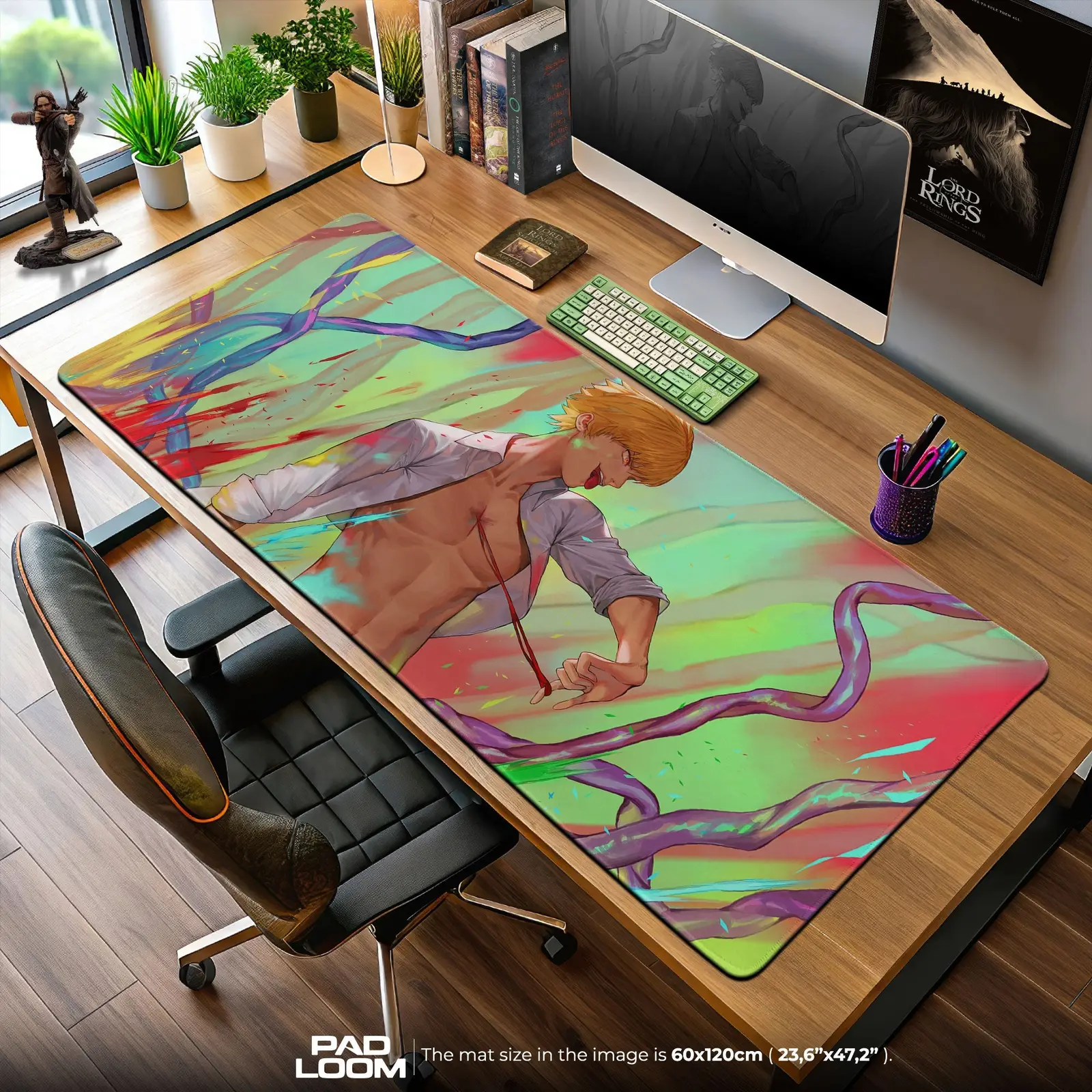 Chainsaw Man Denji Unleashed Mouse Pad, Anime Gaming Desk Mat
