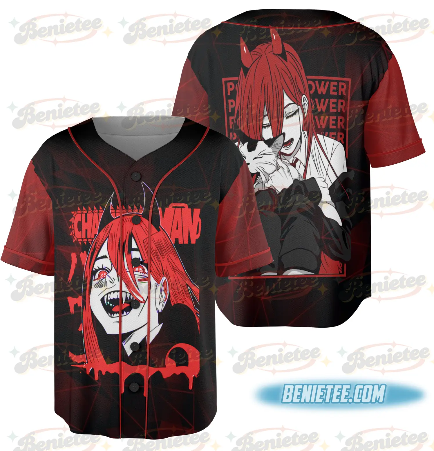 Chainsaw Man Heavy Jersey, Anime Lovers Tee, Manga Jersey, Japanese Anime Gift, Vintage Graphic Jersey - Unisex Heavy Cotton Baseball Jersey - Benietee Shop