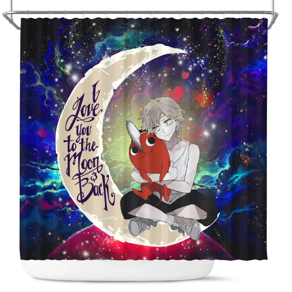 Chainsaw Man Love You To The Moon Galaxy Shower Curtain
