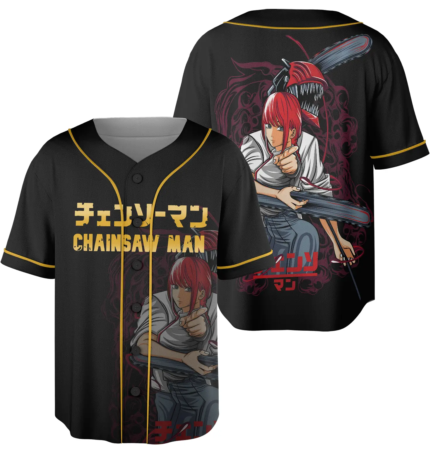 Chainsawman Unisex Jersey, Cool Anime Jersey, Black Full Size - Benietee Shop