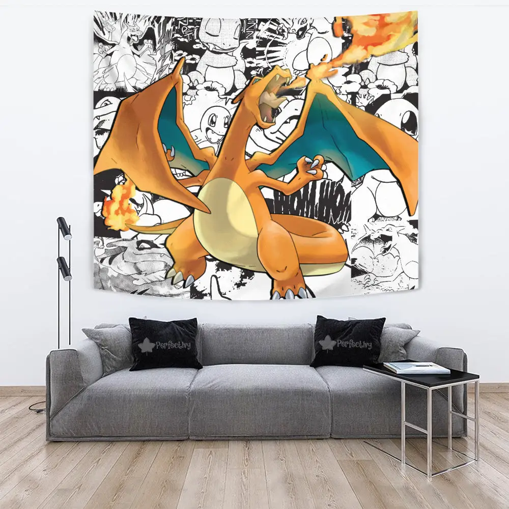 Charizard Tapestry Manga Style