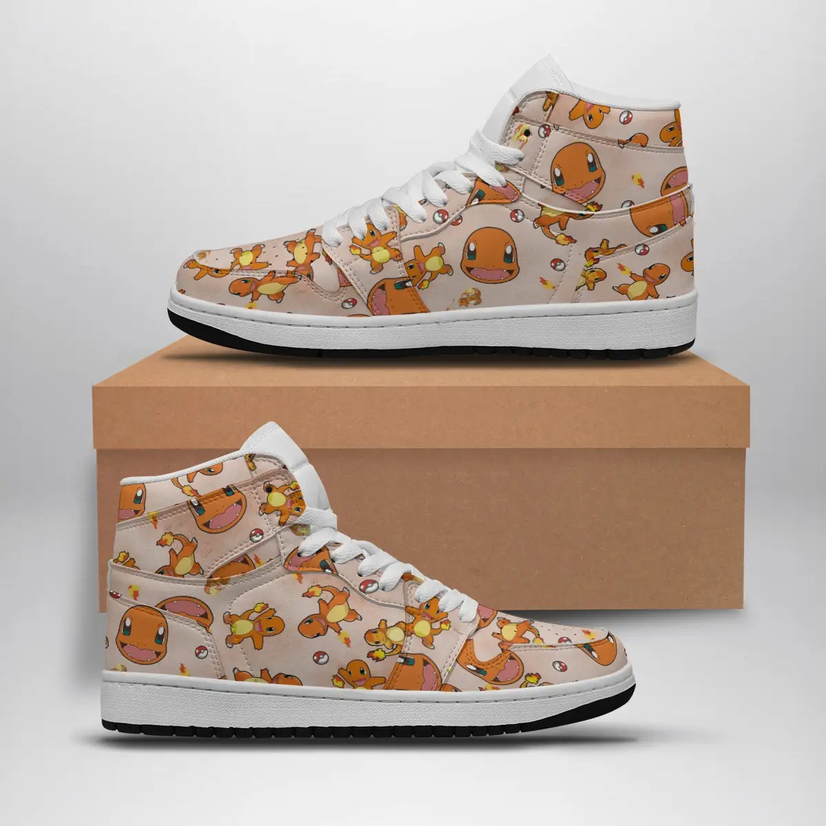Charmander Pattern Pokemon Air Jordan 1 Shoes