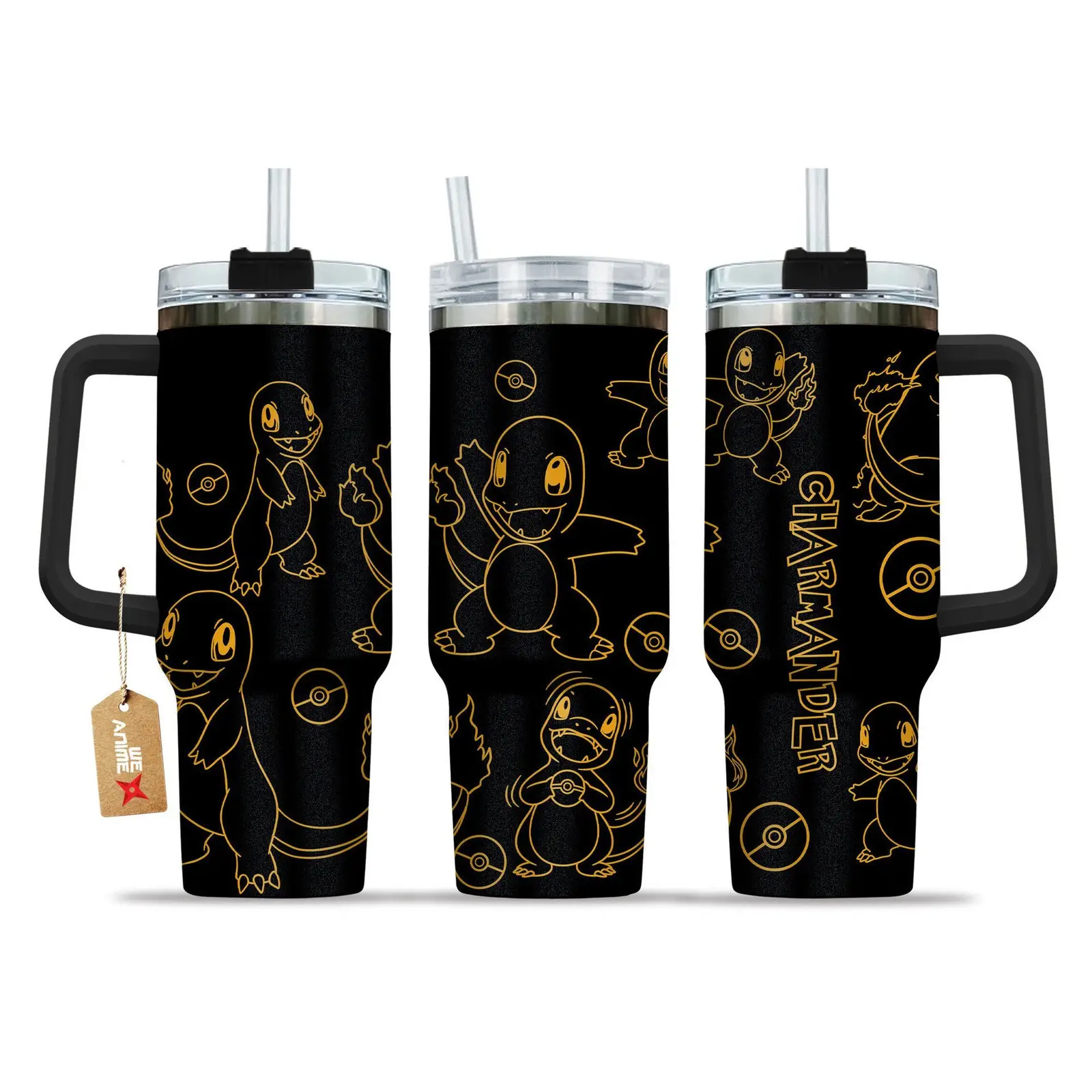 Charmander Pokemon Anime  Custom Quencher  40oz Stainless Steel Tumbler With Handle HG