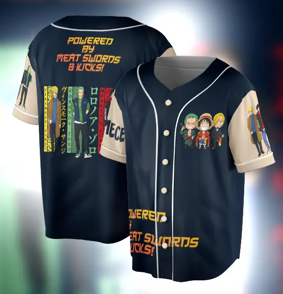 Chibi One Piece Jersey, Luffy, Zoro, Sanji, Anime Jersey - Benietee Shop